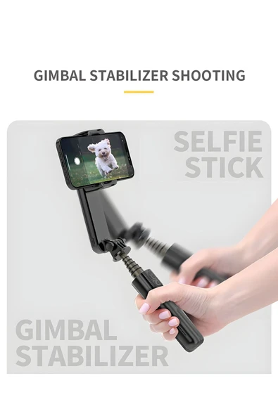 Airstorr Akıllı Telefon L09 Gimbal Sabitleyici Dolgu Işığı Bluetooth Selfie Video Çekim Tripod - 3