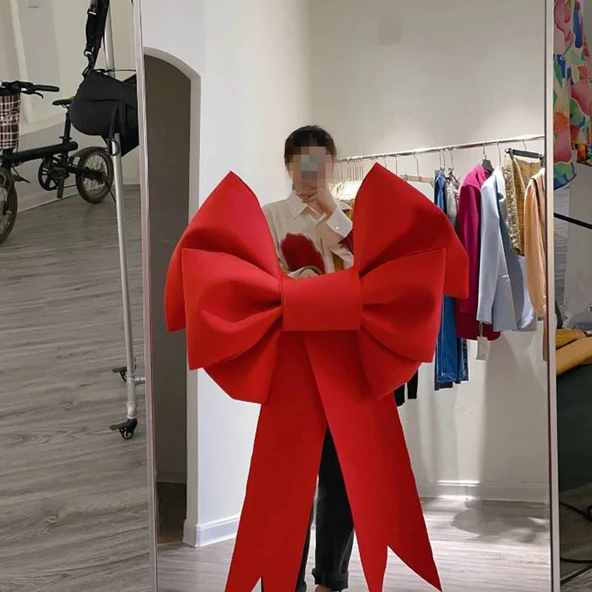DIY Düğün Dekorasyon Sünger Köpük Kağıt Fiyonk Malzeme Seti - Kırmızı 80cm