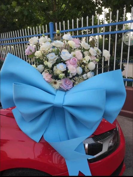 DIY Düğün Dekorasyon Sünger Köpük Kağıt Fiyonk Malzeme Seti - Gök Mavisi 80cm