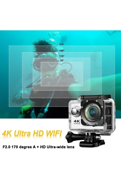 MEGAMUS Aksiyon Kamerası 4K Video Kamera Kamera Dijital Wifi Aksiyon Kamerası Kafa Montajı - 3