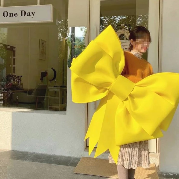 DIY Düğün Dekorasyon Sünger Köpük Kağıt Fiyonk Malzeme Seti - Sarı 80cm