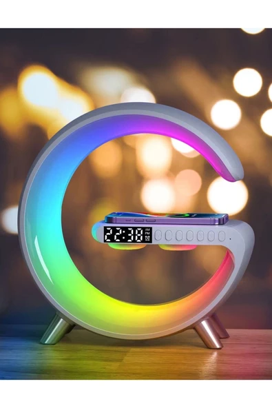 Airstorr Akıllı Masa Lambası Kablosuz Şarj Atmosfer Lambası Bluetooth Hoparlör Kısılabilir Gece Lambası Müzik