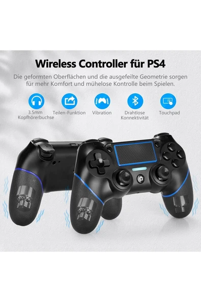 MEGAMUS Ps4 Kablosuz Ps4 Slim/Pro/PC Uyumlu Çift Titreşimli 6 Eksenli Gyro Sensor Gamepad Joystick - 3