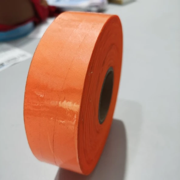 3.5cm Polyester Kumaş Şerit - Kıvrımlı Kenar - Turuncu