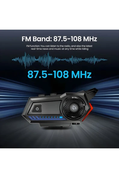 Airstorr Led Işıklı Motosiklet Kask Kulaklık Kablosuz FM Bluetooth 5.1 Kulaklık Hoparlör T57 - 2