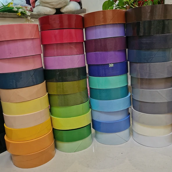 3.5cm Polyester Kumaş Şerit - Kıvrımlı Kenar - Açık Gri - 3