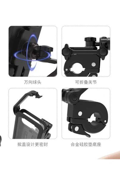 Airstorr Ayarlanabilir alüminyum alaşımlı 360 dönen scooter bisiklet motosiklet telefon tutucusu MT3 - 4