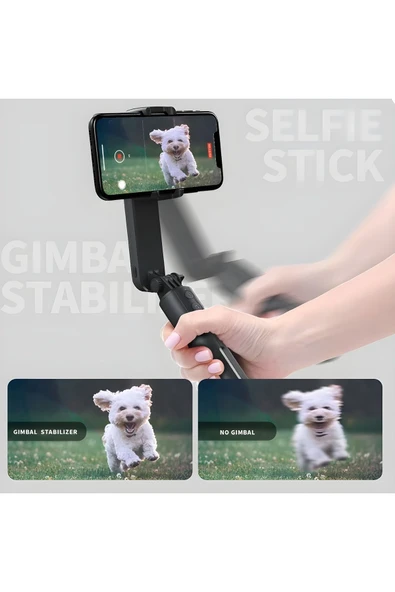 MEGAMUS Akıllı Telefon L09 Gimbal Sabitleyici Dolgu Işığı Bluetooth Selfie Video Çekim Tripod - 3