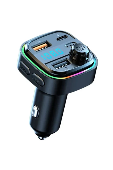 MEGAMUS Araba müzik çalar kablosuz çift USB + Type-c BT 5.0 araba FM modülatör verici