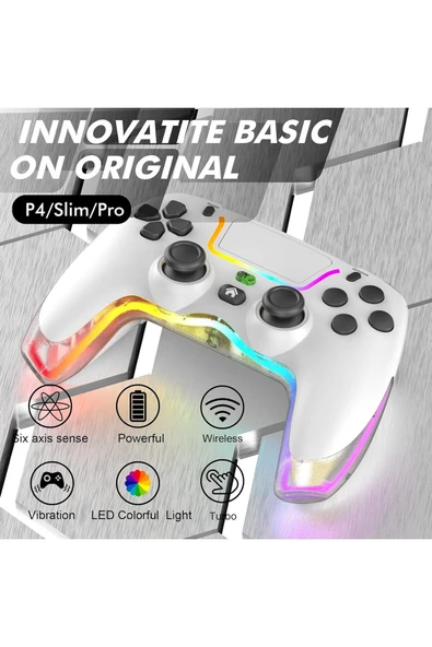 MEGAMUS P07 kablosuz oyun PS4 IOS/Android/PC RGB Bluetooth konsolu Gamepad - 3