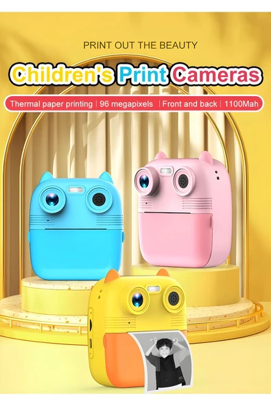 MEGAMUS Çocuklar için anında baskı 1080p Hd Mini kamera GamesToys şarj edilebilir fotoğraf kağıdı - 4