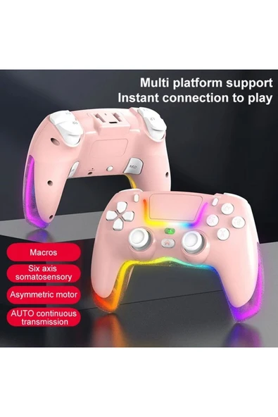 MEGAMUS P07 kablosuz oyun PS4 IOS/Android/PC RGB Bluetooth konsolu Gamepad