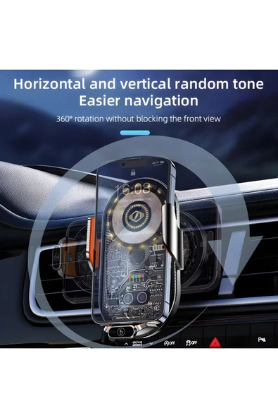Airstorr Araç telefonu tutucu 15W kablosuz araç telefonu şarj dokunmatik kontrol şeffaf hızlı şarj uyumlu - 3