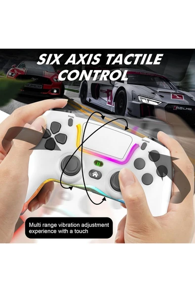 MEGAMUS P07 kablosuz oyun PS4 IOS/Android/PC RGB Bluetooth konsolu Gamepad - 3