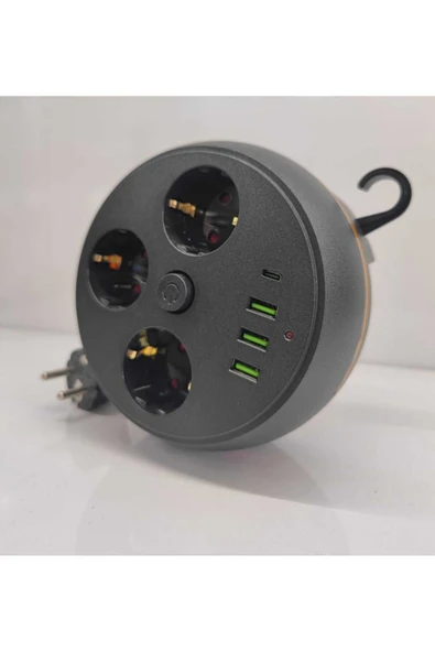Airstorr Termal Akım Korumalı Makaralı 2M Kablolu 3 Prizli 3 USB 1 Type-C Priz - 3