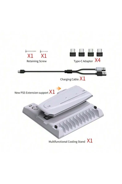 Airstorr 3537b Çok İşlevli Isı Dağıtma Şarj Yerleştirme İstasyonu Disk Depolama Rafı Ps5/ps5 Slim Konsolu - 3