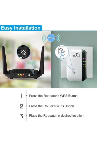 Airstorr WiFi repeater menzil genişletici sinyal güçlendirici, 300Mbps ev için internet erişim noktası - Resim 3