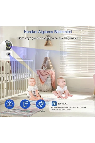 MEGAMUS Çift Lensli Kablosuz Renkli Gece Görüşü 4mp Iç Mekan Dış Mekan Sesli 1080P Güvenlik Kameras - Resim 2