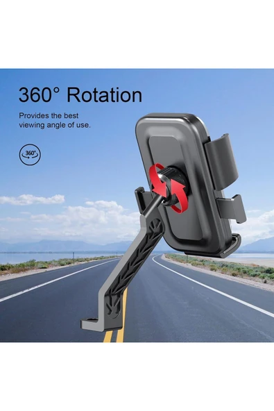 Airstorr Motosiklet Telefon Montajı Tek Elle Çalıştırma Bisiklet Scooter İçin 360° Dönebilen Telefon Tutacağı - 3