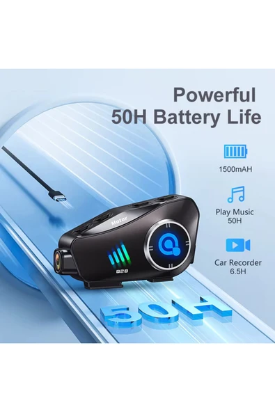 Airstorr Q28 motosiklet Bluetooth kask kulaklık kamera ses kontrolü 1080P Video kayıt interkom - 3