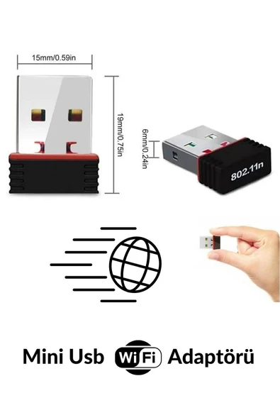 MEGAMUS Usb Wifi Adaptörü Kablosuz İnternet Alıcı Ağ Kartı Masaüstü Bilgisayar Pc 300 Mbps 802.11n - 3