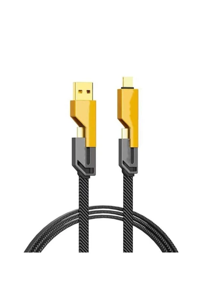 MEGAMUS 4in1 USB+C Type C to Lightning Şarj Kablosu Metal Başlık Sağlam Kablo 60W PD Hızlı Şarj ürün görseli