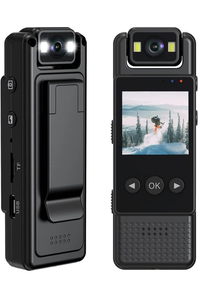 Airstorr Küçük Giyilebilir 1080P HD WiFi Bağlantı 180 Derece Dönebilen Lens 1,3İnç Renkli Ekranlı Cep Kamera ürün görseli