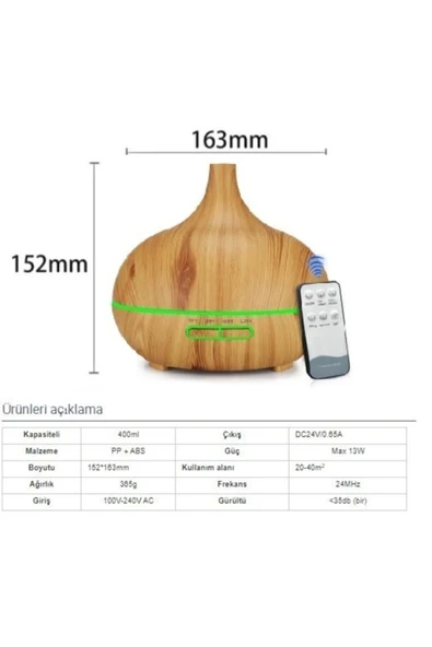 Airstorr Aroma Difüzörü Buhar Ultrasonik 7 Renk Led Işıklı Aromatik Oda Kokusu Hava Nemlendirici 550 - 3