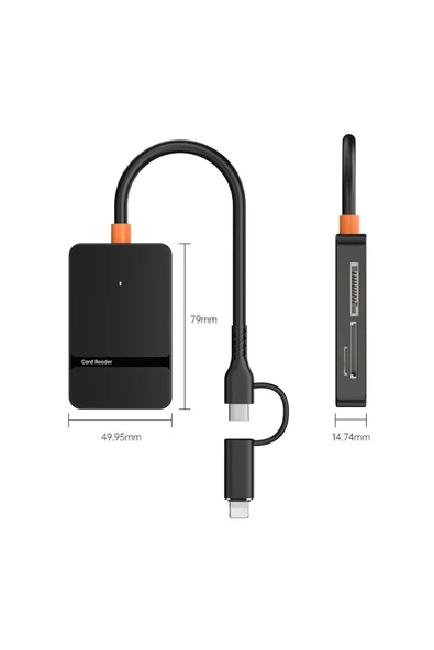 Airstorr Çoklu 8in1 SD/TF/CF/MS/M2/Micro Hafıza Kart Okuyucu Adaptörü iPhone/iPad Type-C/USB  Cihazları - 2