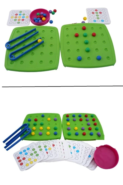 Minik Boncuklar Eğitici Boncuk Dizme Kutu Oyunu 3+ Yaş Aktivite Oyunu Eğlence Kutusu - 2