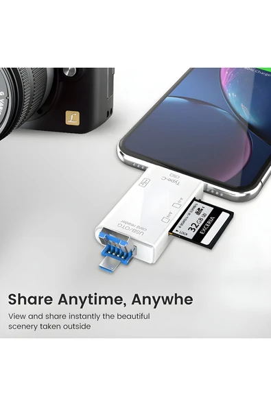 MEGAMUS 6 In 1 Kart Okuyucu Adaptör Usb-otg Hub Type-c Yd-40 - 4