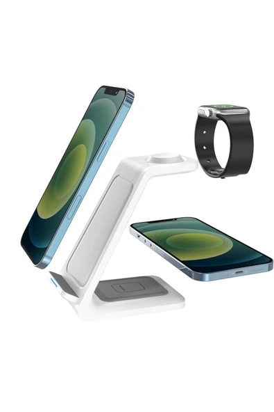 Airstorr Aw1 - 20w Iphone Airpods Watch 3-in-1 Uyumlu Kablosuz Wireless Şarjlı Standı