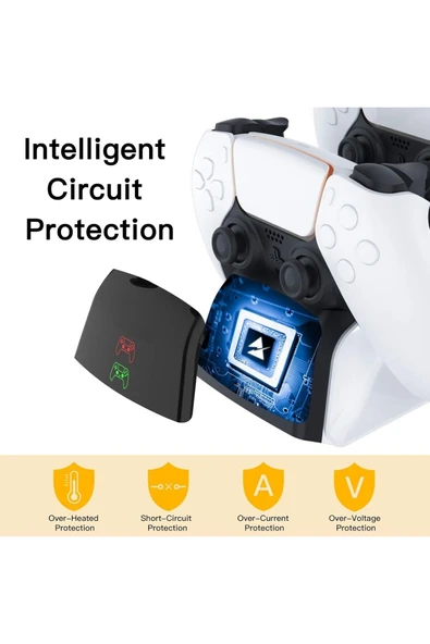 Airstorr Gelişmiş Playstation 5 Dualsense kontrol cihazları için LED göstergeli hızlı şarj istasyonu - 3
