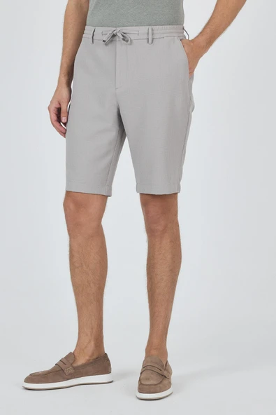 Gri Düz Esnek Gabardin Casual Şort 1016250150 - Resim 3
