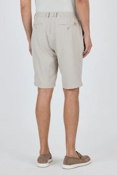 Bej Düz Esnek Gabardin Casual Şort 1016250150 - Resim 5