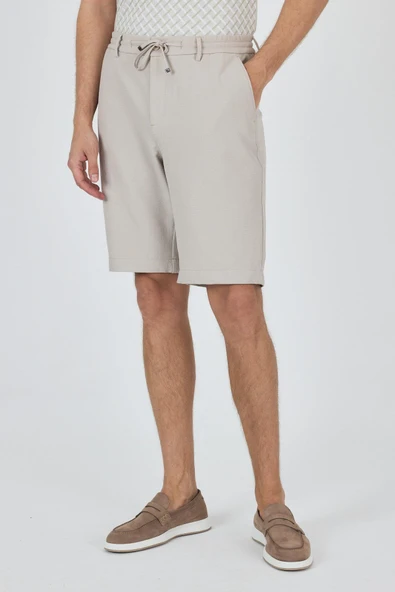Bej Düz Esnek Gabardin Casual Şort 1016250150 - Resim 3