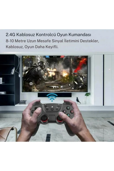 Airstorr Joystick Gamepad Çiftli TV PC Uyumlu Oyun Konsolu 2.4G Gamepad Double Joystick Doungle - 4