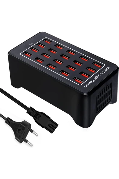 Airstorr 20 portlu masaüstü USB şarj istasyonu 100W çok fonksiyonlu  USB duvar şarj cihazı