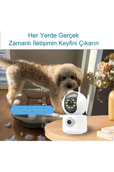 MEGAMUS Çift Lensli Kablosuz Renkli Gece Görüşü 4mp Iç Mekan Dış Mekan Sesli 1080P Güvenlik Kameras - Resim 3