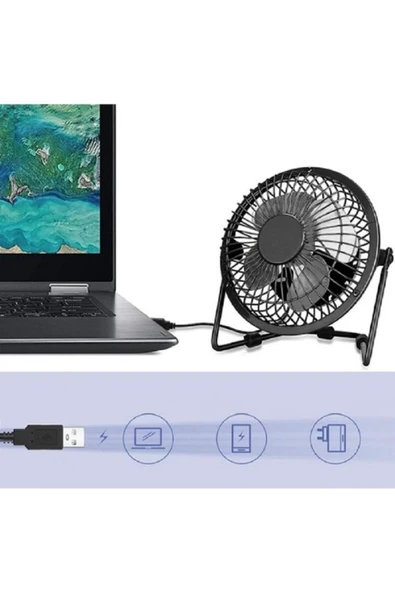 Airstorr Masa Üstü Usb Fan Soğutucu Vantilatör Usb Girişli Metal Serinletici - 4