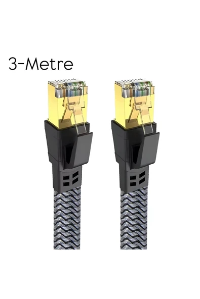 Airstorr Cat8 LAN Kablosu Yüksek Hızlı 40Gbps 2000mhz Ethernet Kablosu Örgü Kaplama 1m 2m 3m 5m 10m