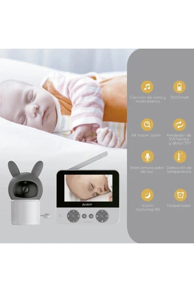 Airstorr Bebek Kamerası Kumandalı Monitörlü Karşılıklı Konuşma Özellikli , Hatırlatıcılı IP Bebek Kamerası - 4