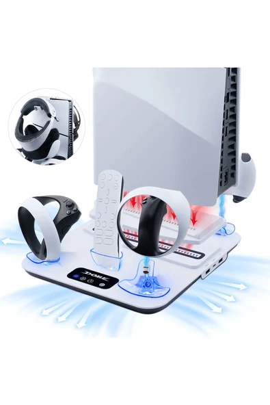Airstorr TP5-3550 Çok fonksiyonlu Soğutma Fanı Type-c 5V 3A denetleyici PS5/Slim/PS VR2 için şarj standı askı