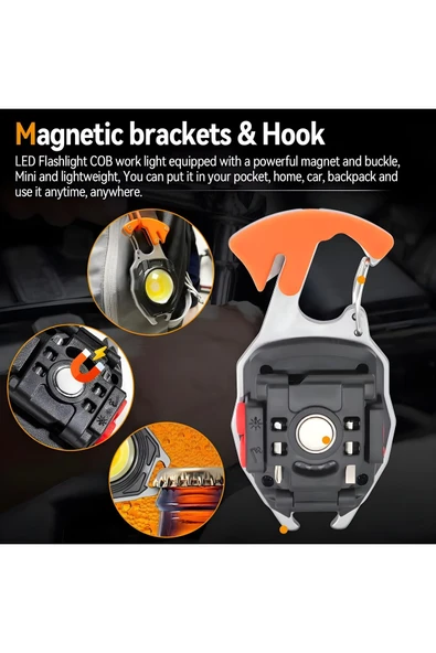 Airstorr Led Çanta Işık Işıklı Anahtarlık Manyetik Braket Tabanı Çakmak Mini El Feneri Anahtarlık Araçları - 3