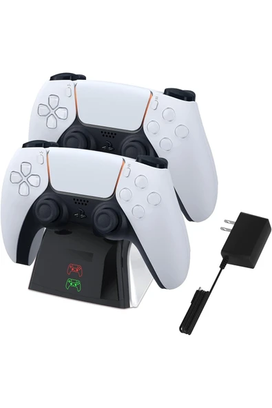 Airstorr Gelişmiş Playstation 5 Dualsense kontrol cihazları için LED göstergeli hızlı şarj istasyonu