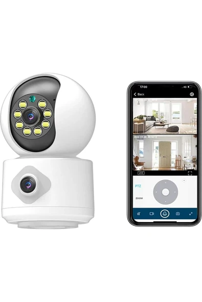 MEGAMUS Çift Lensli Kablosuz Renkli Gece Görüşü 4mp Iç Mekan Dış Mekan Sesli 1080P Güvenlik Kameras ürün görseli