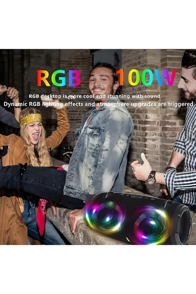 MEGAMUS BOOMBOX3 RGB göz kamaştırıcı renkli IPX5 su geçirmez kablosuz Bluetooth bas hoparlör FM - 4