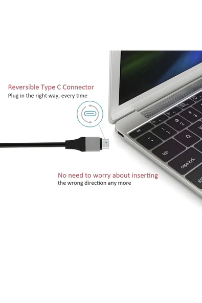 MEGAMUS Type-C HDMI USB 3.1 uyumlu adaptör kablosu HDTV 30Hz 4K USB-C kablo PC için monitör - 4
