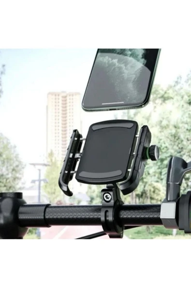 Airstorr 2 in 1 Ayna ve Gidon Bağlantılı Motorsiklet Telefon Tutucu Bisiklet ATV Telefon Tutacağı - 4