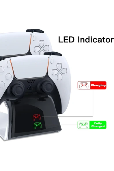 Airstorr Gelişmiş Playstation 5 Dualsense kontrol cihazları için LED göstergeli hızlı şarj istasyonu - 2